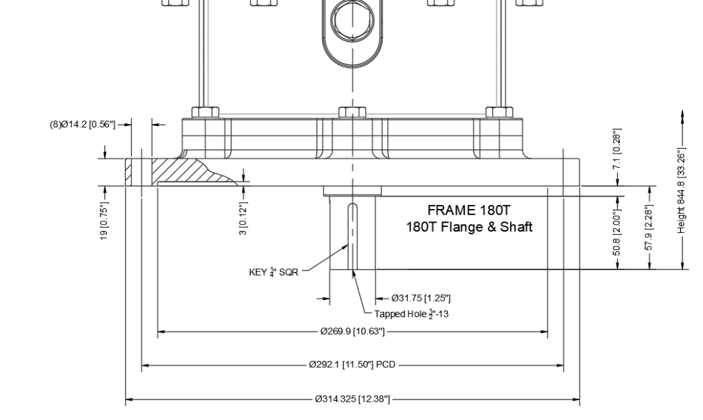 Keystone Pumps ESM 180T Frame Dimensions